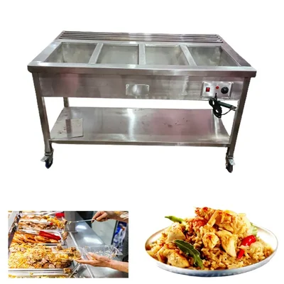 Heavy Duty 4 Square Pot Electric Bain Marie 2000 Watt For Buffet Purposes Body